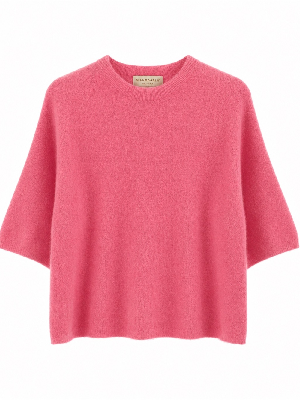 Bianco & Blu Italy Pink Alpaca Blend Short Sleeve Sweater S